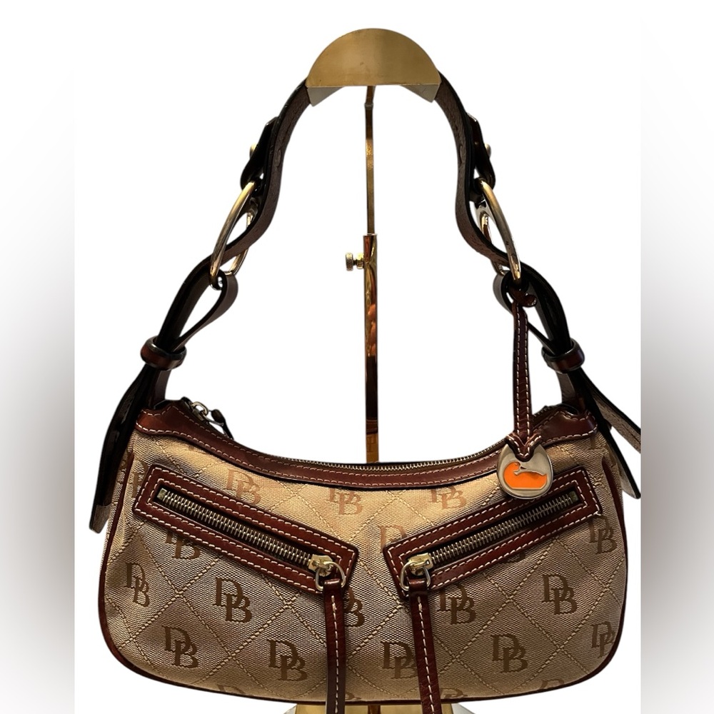 Dooney & Bourke Tan and Brown Shoulder Bag